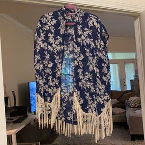 Navy floral kimono - one size